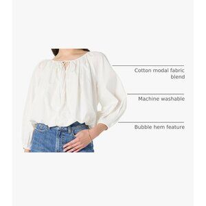 New the drop shirred neck bubble hem top white voluminous blouse s